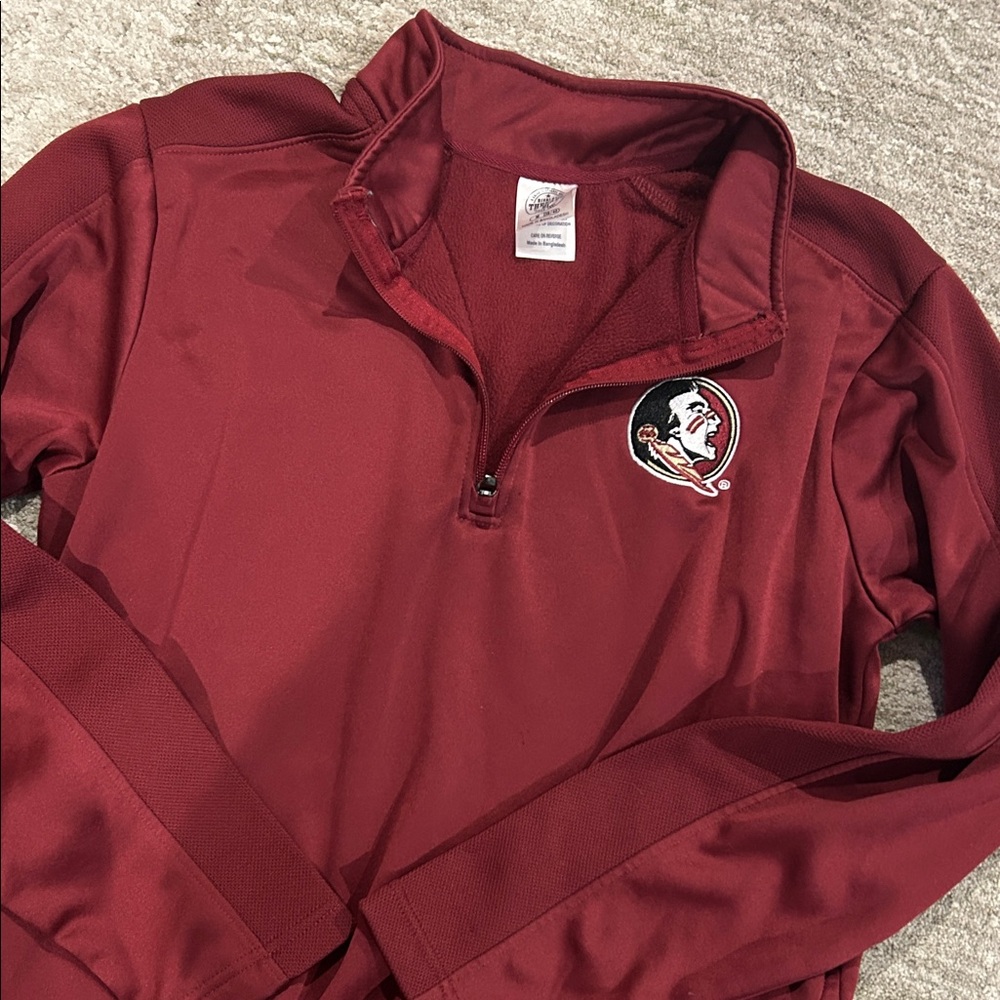 Red Quarter-Zip Pullover with Logo